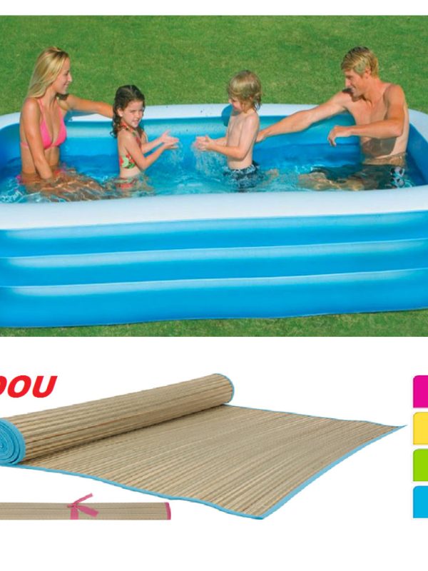 Piscina gonflabila JRH, 2 inele Family Pool, dreptunghiulara, 201x150x51cm + CADOU ROGOJINA Plaja! La 2 Pachete comandate ai CADOU si o Umbrela de plaja!