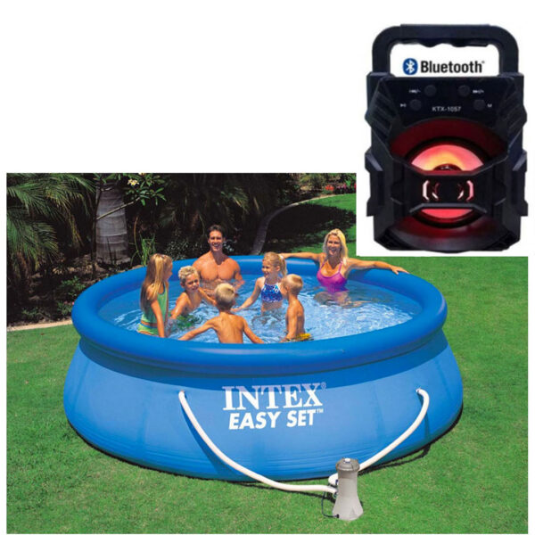 Piscina gonflabila, rotunda, BestWay FastSet, 244 x 61 cm, 1880 L + Cadou Boxa portabila cu Bluetooth, usb, Radio fm!