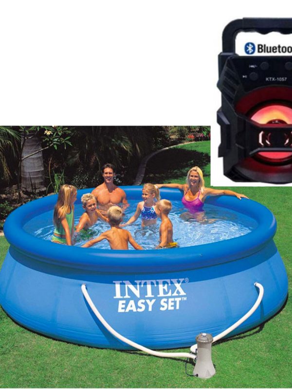 Piscina gonflabila, rotunda, BestWay FastSet, 244 x 61 cm, 1880 L + Cadou Boxa portabila cu Bluetooth, usb, Radio fm!