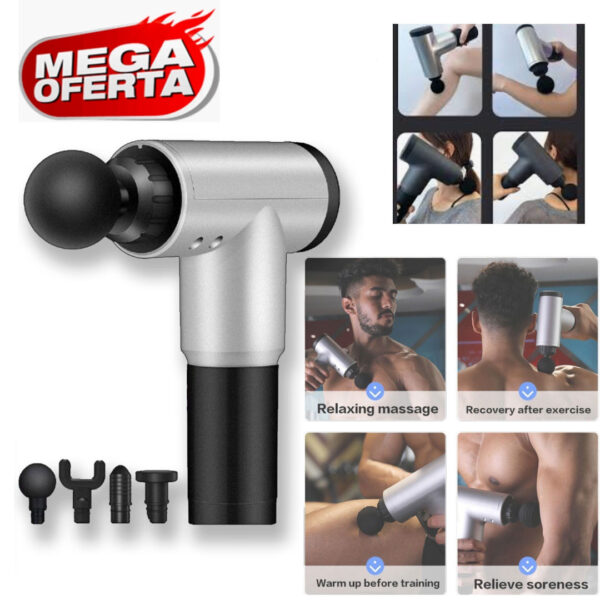 Aparat Masaj Intens profesional TIP PISTOL, Masaj Slabire, Anticelulitic, Tonifiere, Relaxare, 6 Trepte de Viteza, 4 Capete Interschimbabile!