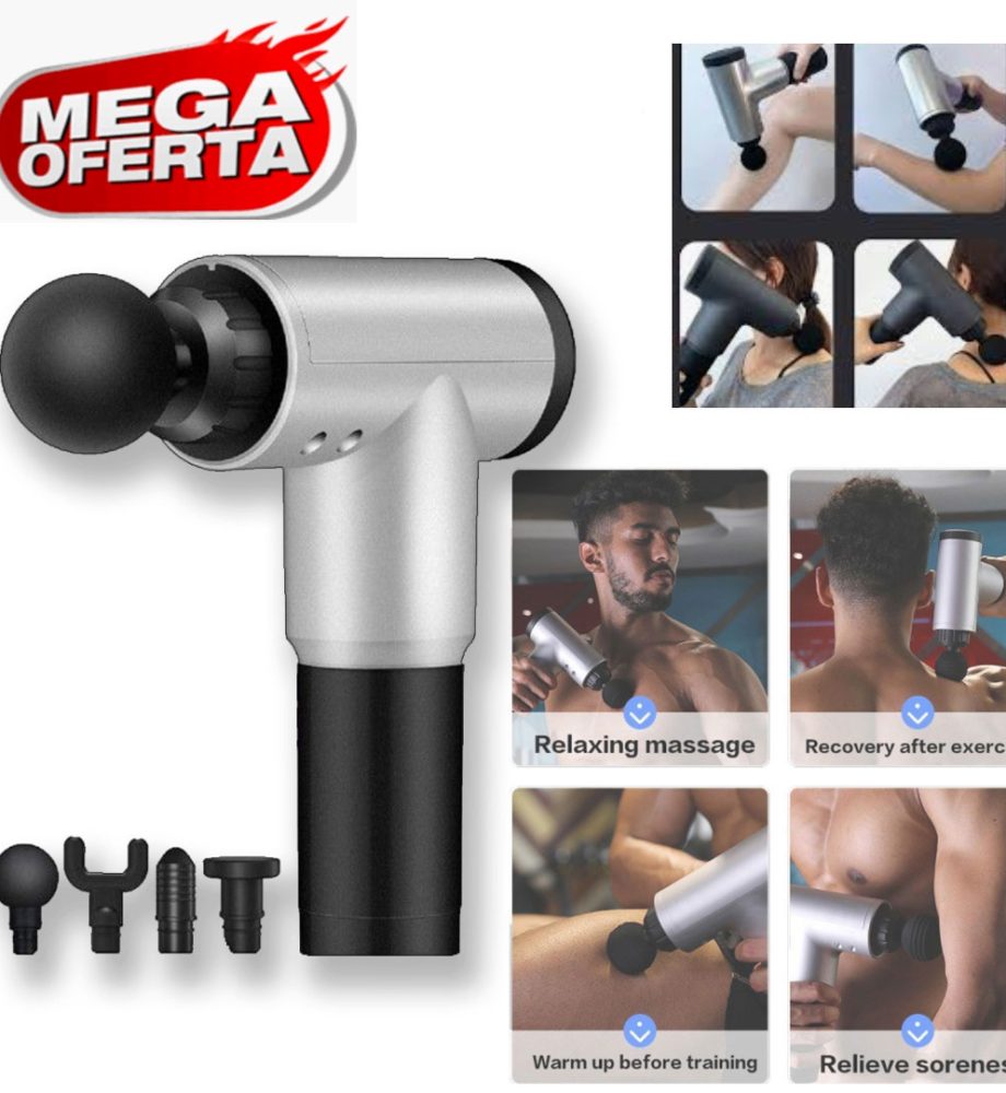 Aparat Masaj Intens profesional TIP PISTOL, Masaj Slabire, Anticelulitic, Tonifiere, Relaxare, 6 Trepte de Viteza, 4 Capete Interschimbabile!