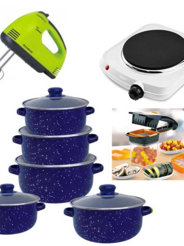 Oale si Cratite cu capace, Set 10 Piese Otel carbon, Editie Limitata + Mixer electric 7 viteze, 4 Palete + Plita electrica cu 1 arzator + CADOU Razatoare Profesionala Nicer Dicer Quick 5 In 1
