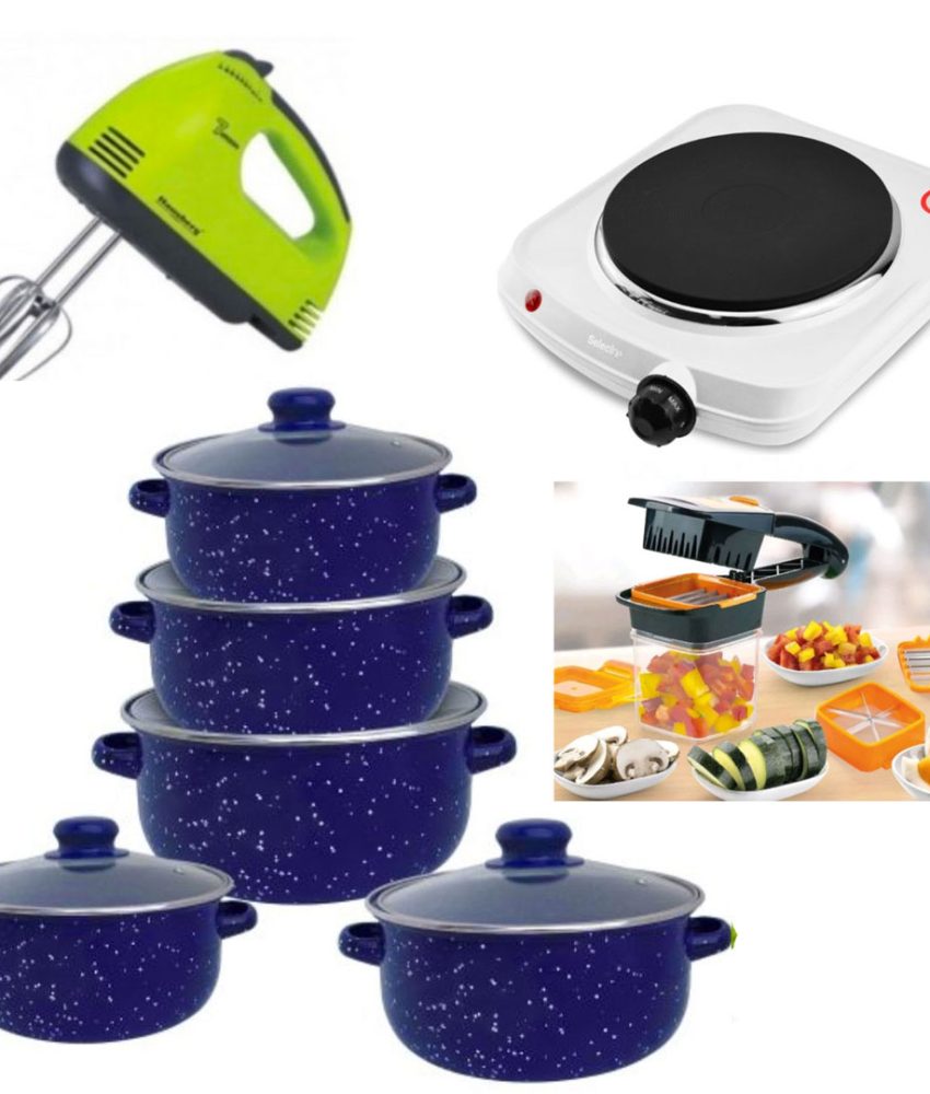 Oale si Cratite cu capace, Set 10 Piese Otel carbon, Editie Limitata + Mixer electric 7 viteze, 4 Palete + Plita electrica cu 1 arzator + CADOU Razatoare Profesionala Nicer Dicer Quick 5 In 1