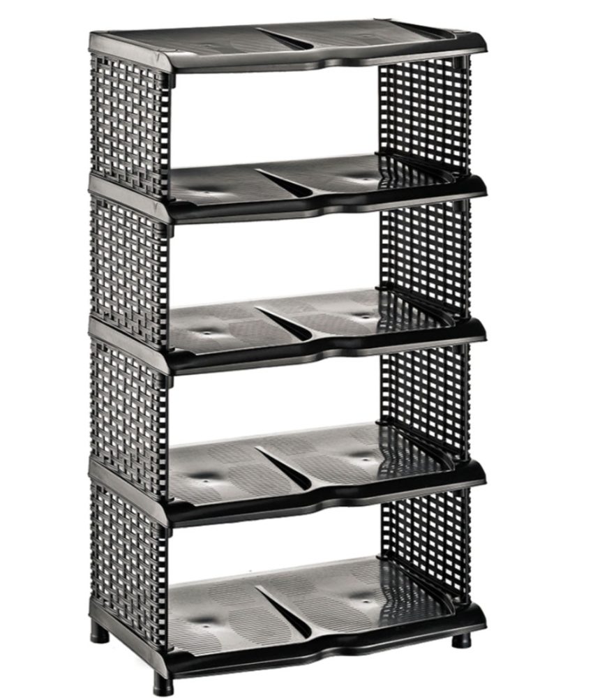 Raft pantofi, 5 polite, impletitura tip ratan, plastic, 88x47,5x31 cm