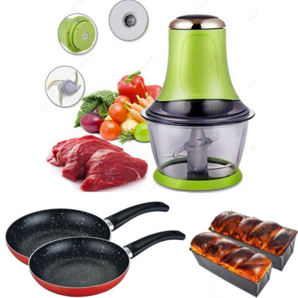 Robot Electric Chopper/tocator + Set 2 Tigai Teflon Delis + CADOU 2 Tavi De Cozonac!