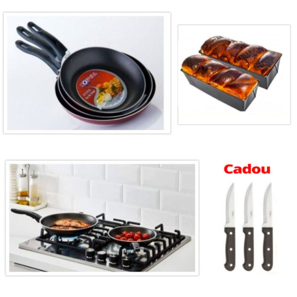 Tigai Teflon, Set 3 bucati + 2 Tavi de cozonac/chec + CADOU set 3 cutite inox!