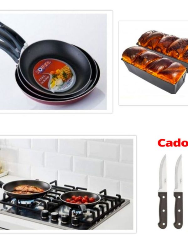 Tigai Teflon, Set 3 bucati + 2 Tavi de cozonac/chec + CADOU set 3 cutite inox!