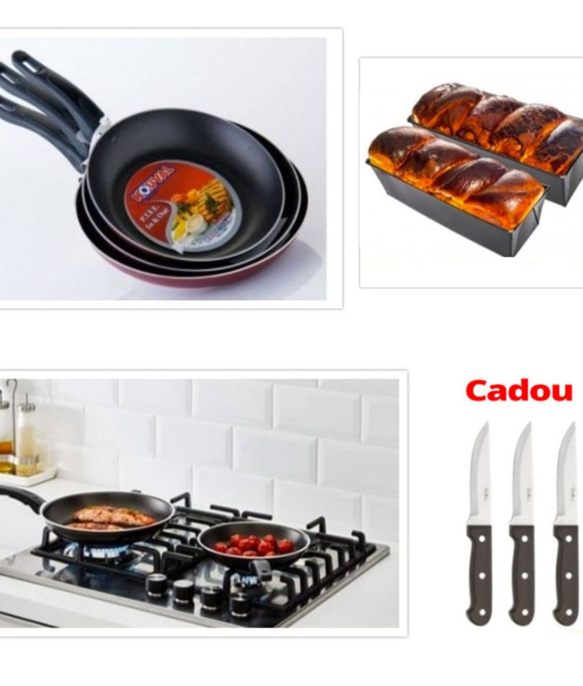 Tigai Teflon, Set 3 bucati + 2 Tavi de cozonac/chec + CADOU set 3 cutite inox!