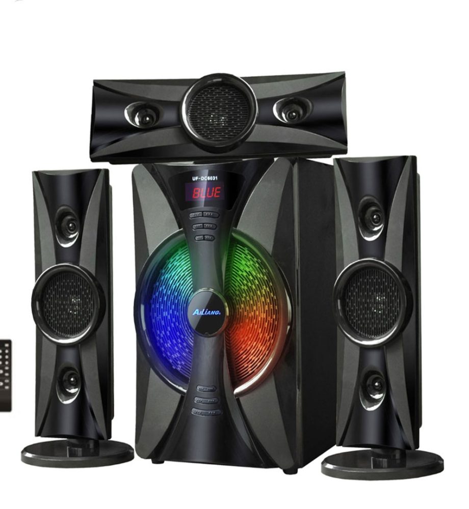Sistem Audio Multimedia Profesional 3+1 cu Subwoofer, Display digital, Telecomanda, Wireless, Bluetooth, Radio FM