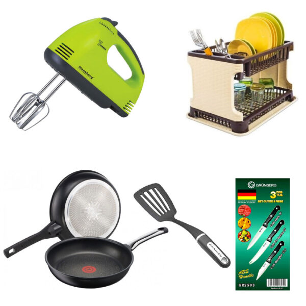 Mixer electric + Set 2 Tigai + Suport de vase etajat tip RATAN + CADOU 1 Spatula + 1 Set 3 cutite inox
