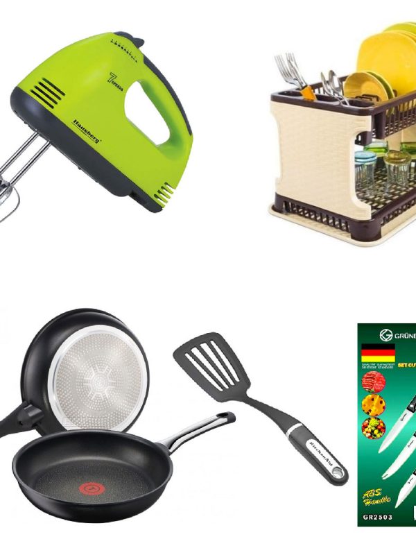 Mixer electric + Set 2 Tigai + Suport de vase etajat tip RATAN + CADOU 1 Spatula + 1 Set 3 cutite inox