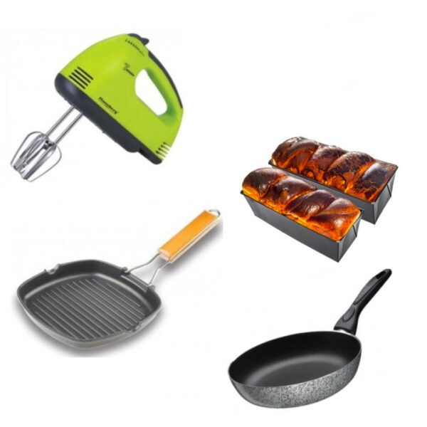 Mixer electric + Tigaie Grill non-stick cu maner pliabil + Tigaie teflon Delice 24cm + CADOU 2 tavi de cozonac