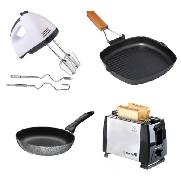 Mixer electric, 7 viteze, 4 palete + Tigaie Grill, antiaderenta, maner ergonomic, pliabil + Tigaie teflon + Prajitor de paine