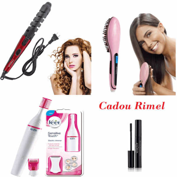 Perie ceramica de indreptat parul + Ondulator ceramic, profesional + Epilator Trimmer Veet Sensitive Precision + CADOU 1 rimel