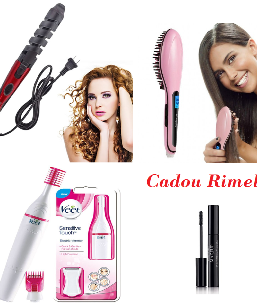 Perie ceramica de indreptat parul + Ondulator ceramic, profesional + Epilator Trimmer Veet Sensitive Precision + CADOU 1 rimel
