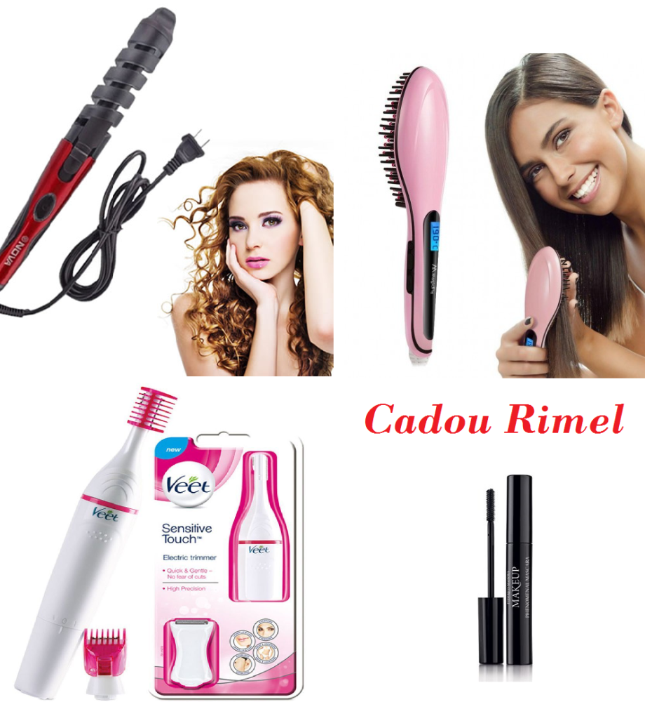 Perie ceramica de indreptat parul + Ondulator ceramic, profesional + Epilator Trimmer Veet Sensitive Precision + CADOU 1 rimel