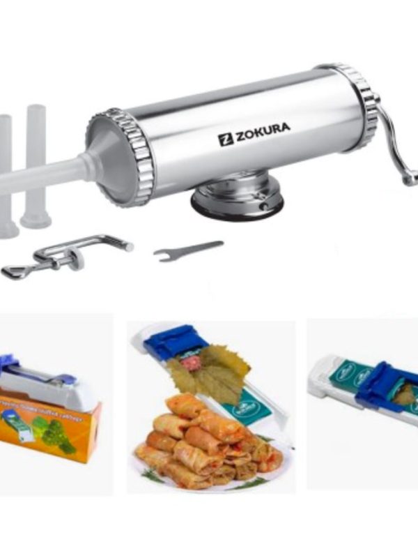 Aparat de facut carnati, aluminiu, 1,5 kg + CADOU Aparat profesional de rulat sarmale Dolmer!