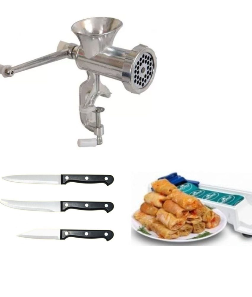 Masina tocat carne + Dispozitiv pentru infasurat sarmale, dolmer + CADOU set 3 cutite inox