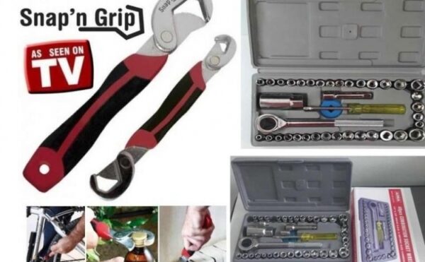 Chei universale Snap Grip, set 2 bucati + Trusa completa cu 40 chei tubulare