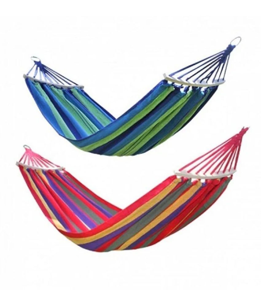 Hamac columbian bumbac, multicolor 200x80 cu bare din lemn + Set 6 lampi solare led, IP 44