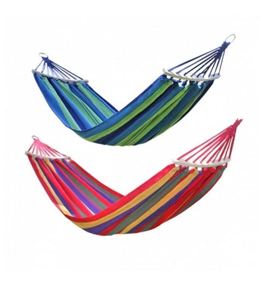 Hamac columbian bumbac, multicolor 200x80 cu bare din lemn + Set 6 lampi solare led, IP 44