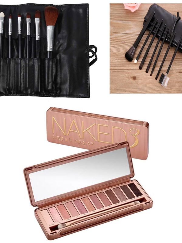 Paleta Profesionala machiaj 12 culori  + Set 7 pensule machiaj cu borseta