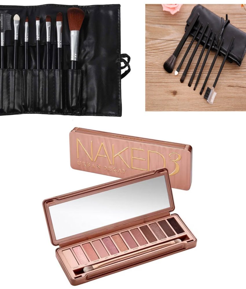 Paleta Profesionala machiaj 12 culori  + Set 7 pensule machiaj cu borseta