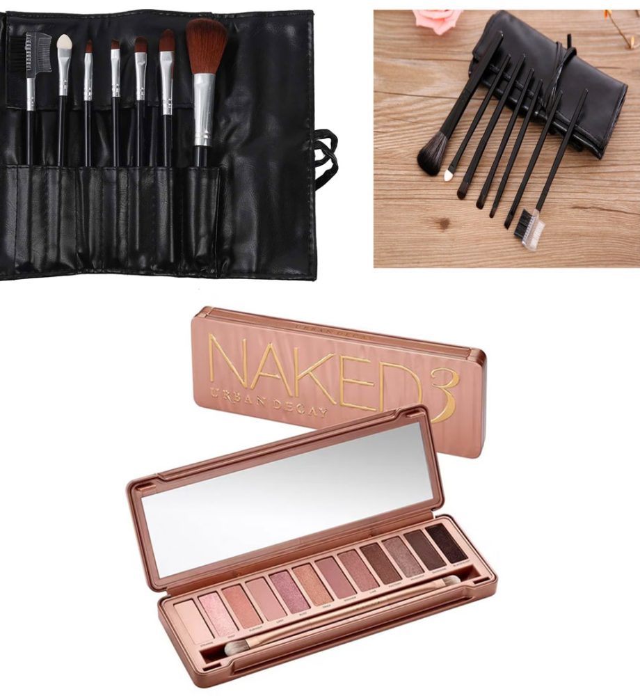 Paleta Profesionala machiaj 12 culori  + Set 7 pensule machiaj cu borseta