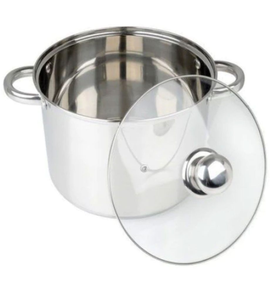 Oala cu capac Grunberg GR 2118 4L, Inox + Tigaie teflon 24cm + Suport etajat de vase tip ratan + Cadou Tigaie sosuri Floria ZLN0409