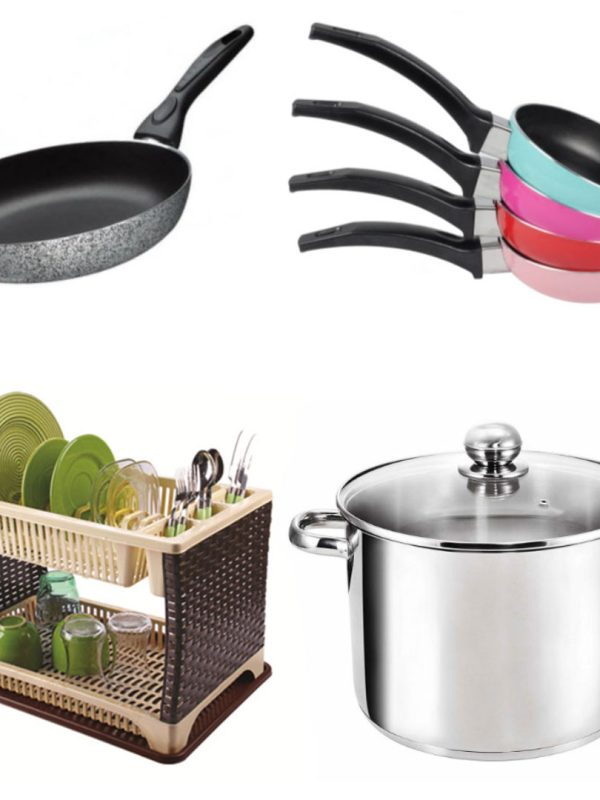 Oala cu capac Grunberg GR 2118 4L, Inox + Tigaie teflon 24cm + Suport etajat de vase tip ratan + Cadou Tigaie sosuri Floria ZLN0409