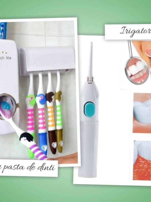Irigator bucal + Dozator pasta de dinti cu Suport pentru periute