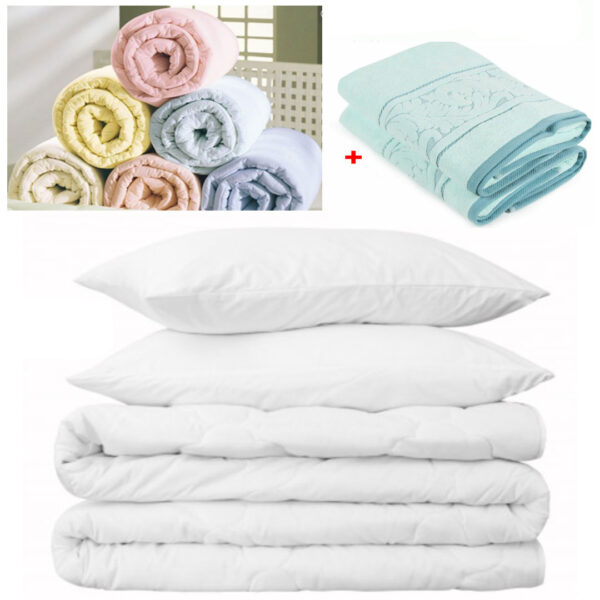 Pilota alba, 200g pentru Pat Dublu, 180/210cm + 2 Perne Pufoase, 50/70cm + Cadou Set 2 Prosoape Eco, bumbac 100%, 70x130cm!