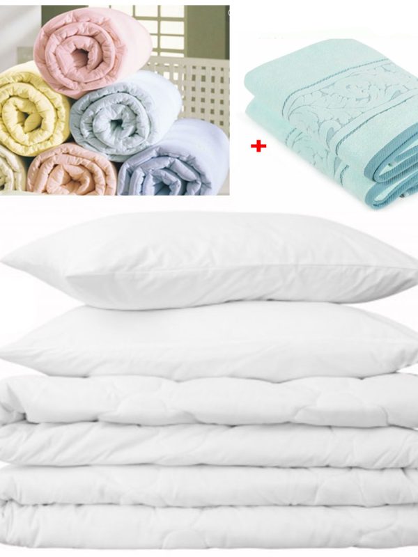 Pilota alba, 200g pentru Pat Dublu, 180/210cm + 2 Perne Pufoase, 50/70cm + Cadou Set 2 Prosoape Eco, bumbac 100%, 70x130cm!
