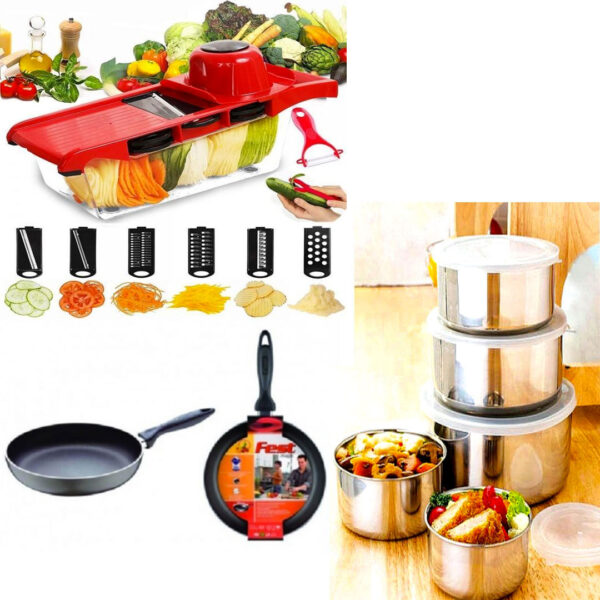 Razatoare 6 in 1 pentru legume Wire Cutter + Set 2 Tigai teflon + Set 10 piese inox cu capace!