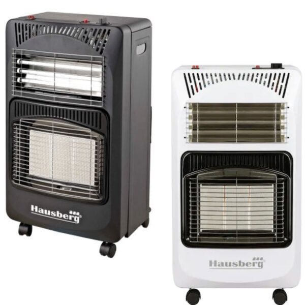 Soba gaz si electric Hausberg HB 1020, aprindere electrica, 4.2kW, Negru/Alb