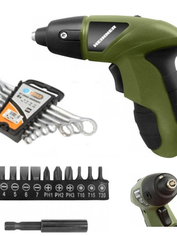 Bormasina electrica cu acumulator + 11 biti + Set 12 Chei fixe combinate Tools!