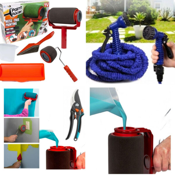 Furtun extensibil Magic Hose 30m cu pistol de stropit inclus + Trafalet Pintar Facil+ Cadou foarfeca gradina!