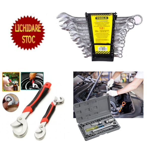Chei Fixe combinate Tools, 12 piese + Trusa Chei Tubulare 40 piese + Set 2 Chei Universale Snap n Grip!