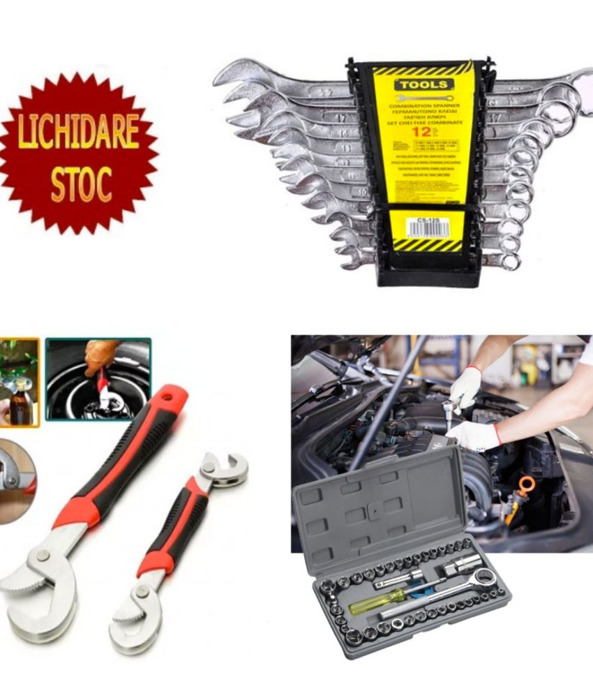 Chei Fixe combinate Tools, 12 piese + Trusa Chei Tubulare 40 piese + Set 2 Chei Universale Snap n Grip!