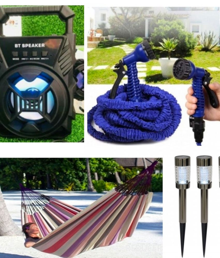 Boxa Portabila Activa cu Bluetooth, Radio FM, Lumini Disco, USB + Furtun extensibil de gradina Magic Hose 45 m+ Pistol de stropit + Hamac Columbian din in multicolor + Cadou Set 3 lampi solare!