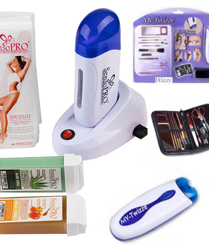 Kit complet Epilare: Incalzitor Ceara Profesional cu suport dock in + 2 Rezerve Ceara naturala SensoPRO + Set 100 Benzi de epilat + Epilator Wizzit + Trusa Manichiura/pedichiura!