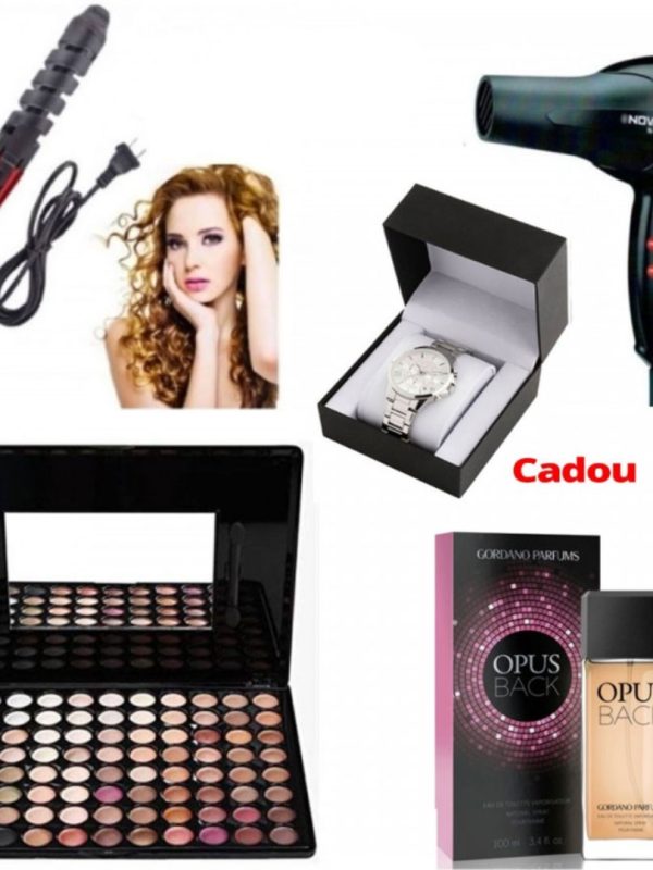 Ondulator profesional pentru bucle perfecte + Uscator de par + Trusa Farduri 88 nuante cu oglinda + Parfum Gordano Opus Glamour 50ml + Ceas Cadou!