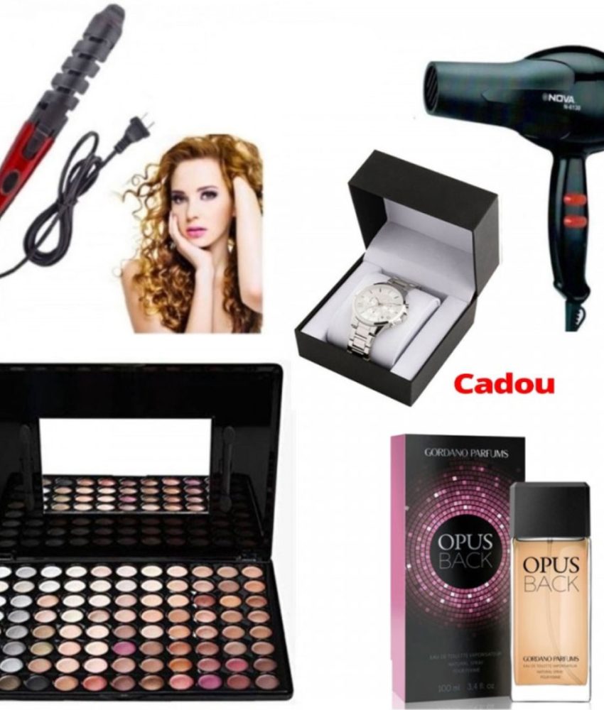 Ondulator profesional pentru bucle perfecte + Uscator de par + Trusa Farduri 88 nuante cu oglinda + Parfum Gordano Opus Glamour 50ml + Ceas Cadou!