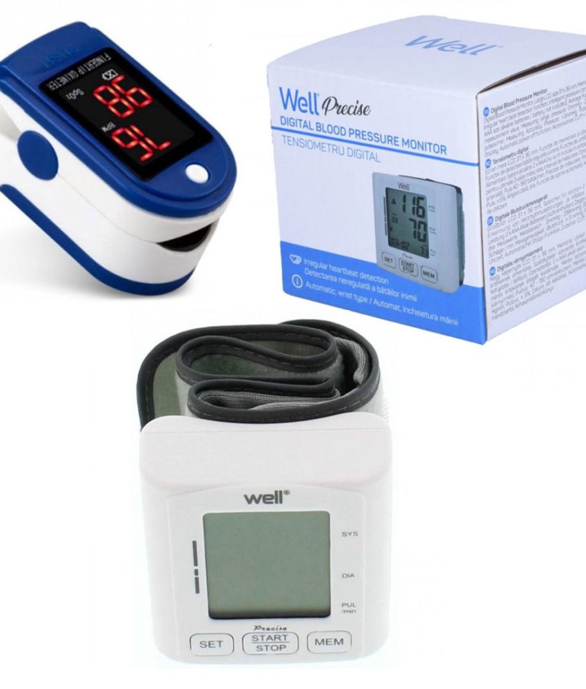 Tensiometru digital pentru incheietura Well BLDP-WRST-PRECISE-WL + Pulse Oximetru pentru masurarea saturatiei de oxigen din sange si masurarea pulsului