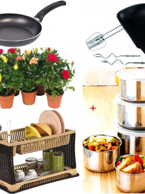 Mixer Electric 7 viteze, 4 palete + Set 10 Piese Vase inox, cu capace + Uscator de vase cu tava de scurgere + Tigaie Teflon DELUXE + 3 Ghivece Flori Cadou