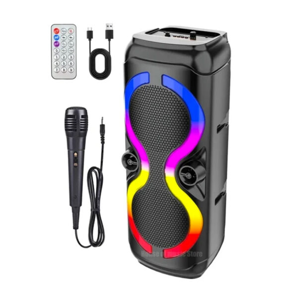 Boxa Portabila, Bluetooth, 64cm, ZQS 8229/8230, 300W, Radio FM, USB/TF/TWS, Leduri disco, Microfon inclus, Telecomanda