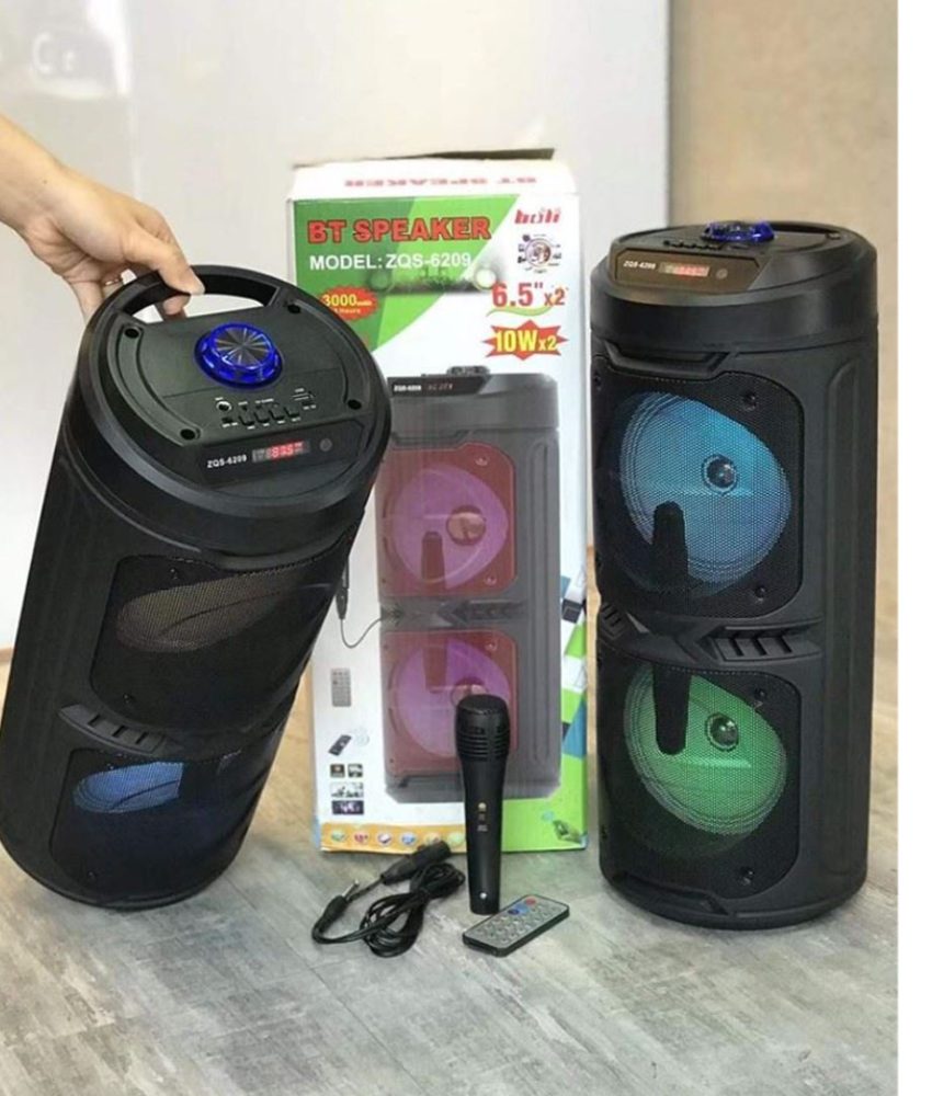 Boxa Portabila Wireless ZQS6209, 60cm, Lumini LED RGB, 1000W muzicali, Incarcare rapida, SD Card, Microfon, FM Radio, USB, Telecomanda