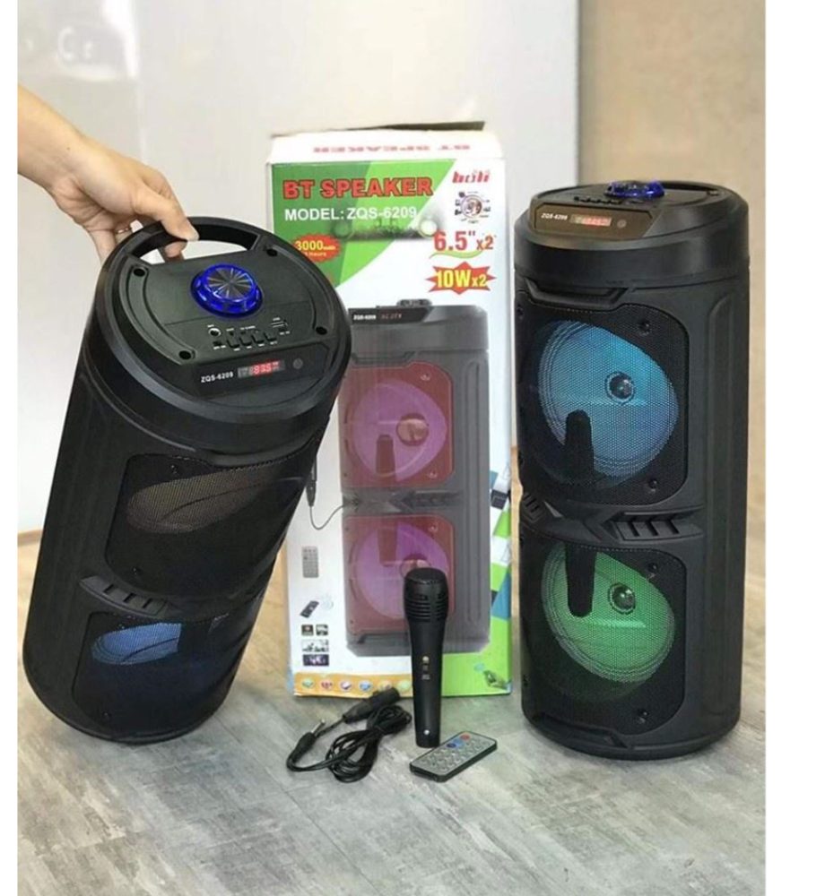 Boxa Portabila Wireless ZQS6209, 60cm, Lumini LED RGB, 1000W muzicali, Incarcare rapida, SD Card, Microfon, FM Radio, USB, Telecomanda