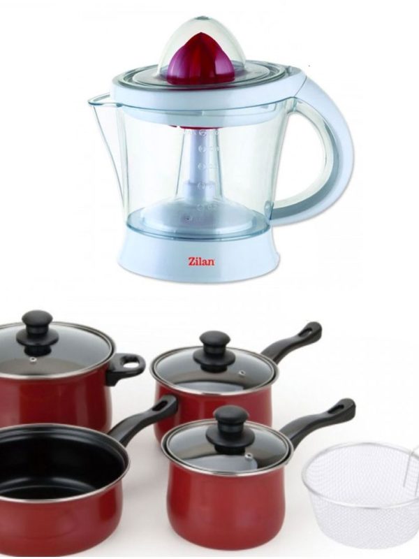 Cratite cu capace, Grunberg 8 piese, otel carbon + Storcator de citrice electric, Capacitate 1l, Cana gradata, Functie reverse!