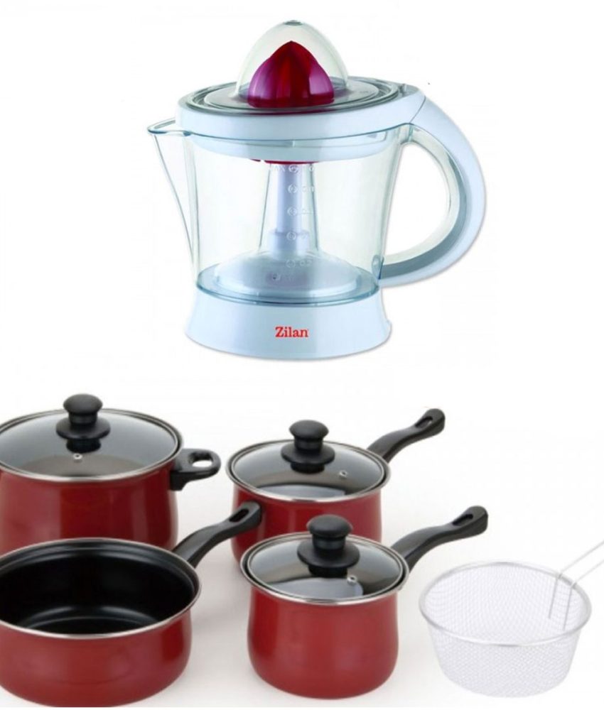 Cratite cu capace, Grunberg 8 piese, otel carbon + Storcator de citrice electric, Capacitate 1l, Cana gradata, Functie reverse!